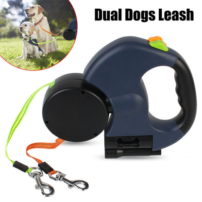 Dual Retractable Dog Leash with LED Light for Small Dogs