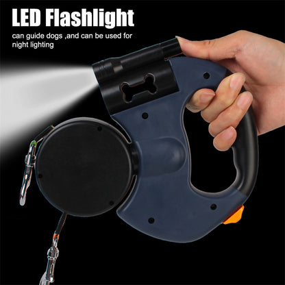 Dual Retractable Dog Leash with LED Light for Small Dogs