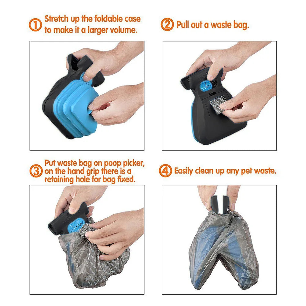 Foldable Dog Pooper Scooper – Portable Pet Poop Scoop with Biodegradable Bags