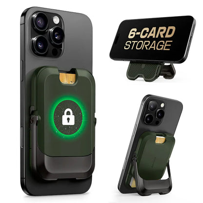Magnetic Wallet & Stand for iPhone 13–16 Series – MagSafe Lock