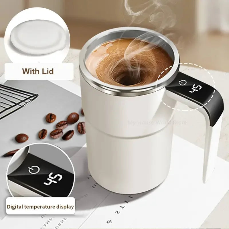 Automatic Magnetic Stirring Mug with LED Temperature Display – 12oz