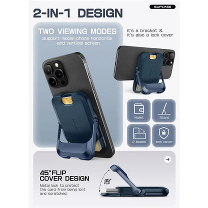 Magnetic Wallet & Stand for iPhone 13–16 Series – MagSafe Lock