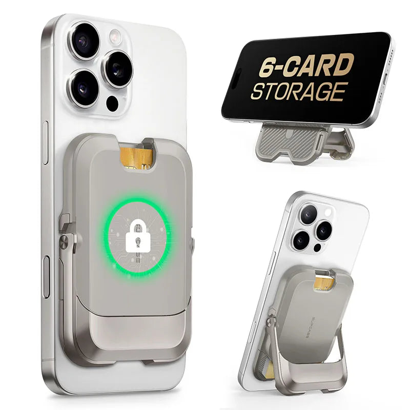 Magnetic Wallet & Stand for iPhone 13–16 Series – MagSafe Lock