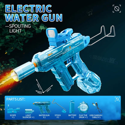 Electric Auto Water Blaster with Flame Light