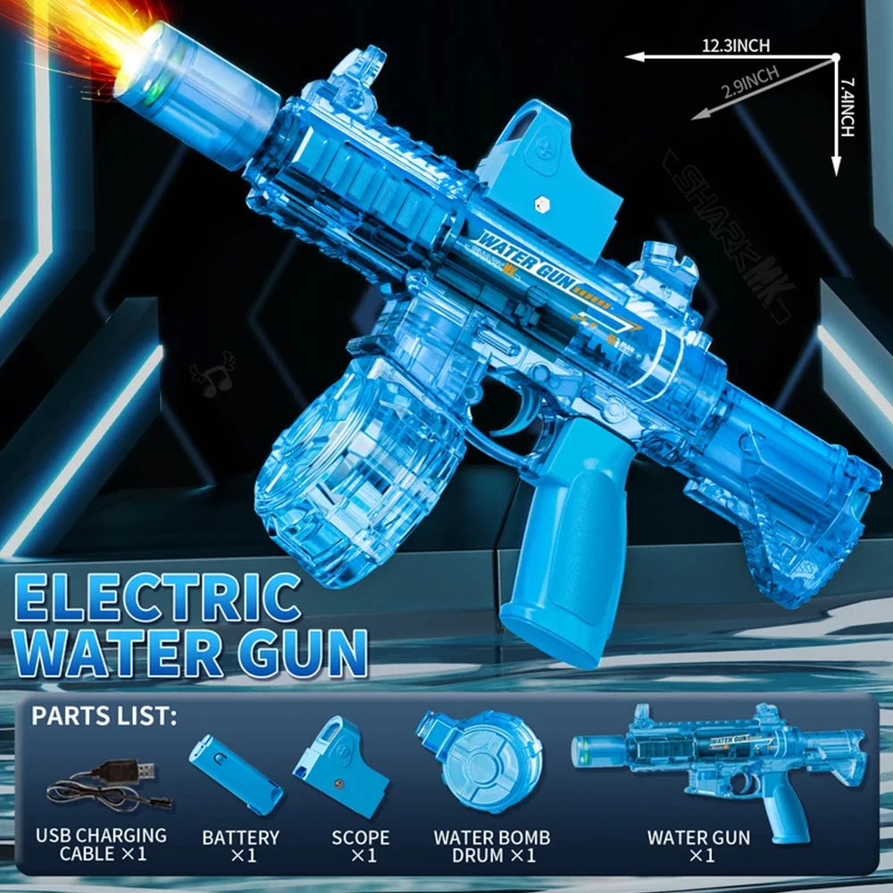 Electric Auto Water Blaster with Flame Light