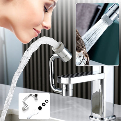 1080° Swivel Stainless Steel Faucet Extender – Dual Spray Bathroom Adapter