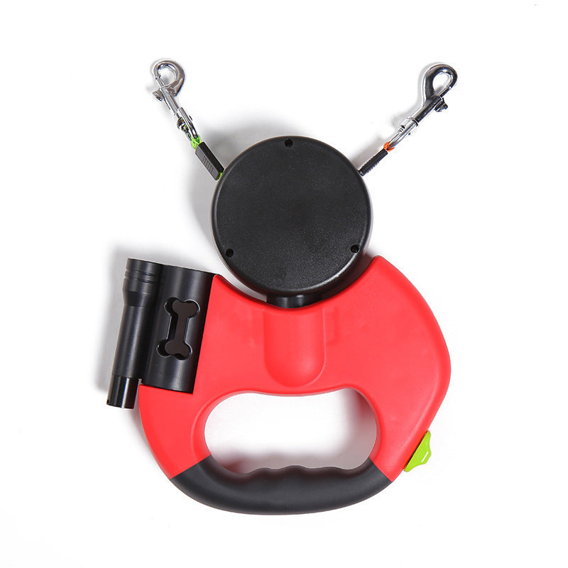 Dual Retractable Dog Leash with LED Light for Small Dogs